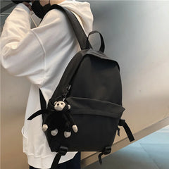 Female Student School Backpack Solid Oxford School Bag Unisex Travel