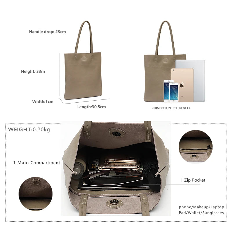 Women's Cowhide Totes Bag Shopping Purse Shoulder Bags