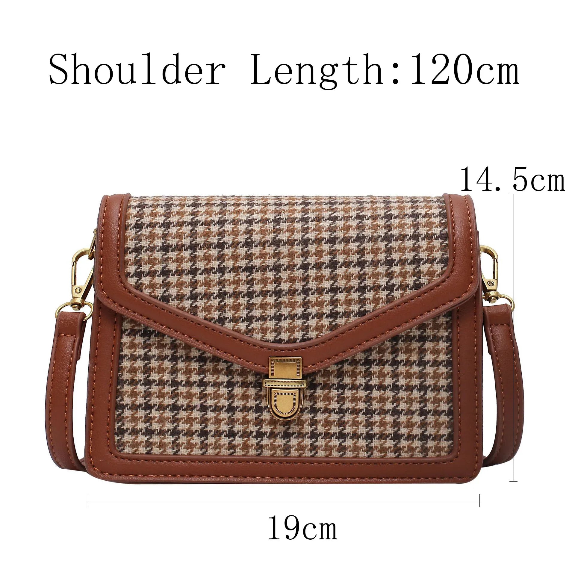 Plaid PU Leather Crossbody Bag Chain Shoulder Messenger Small Purse