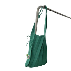 Knitted Pleats Tote Organ Bag Contrast Shoulder Shopper