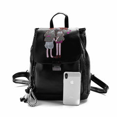 Women's Embroidered Line Small Backpack