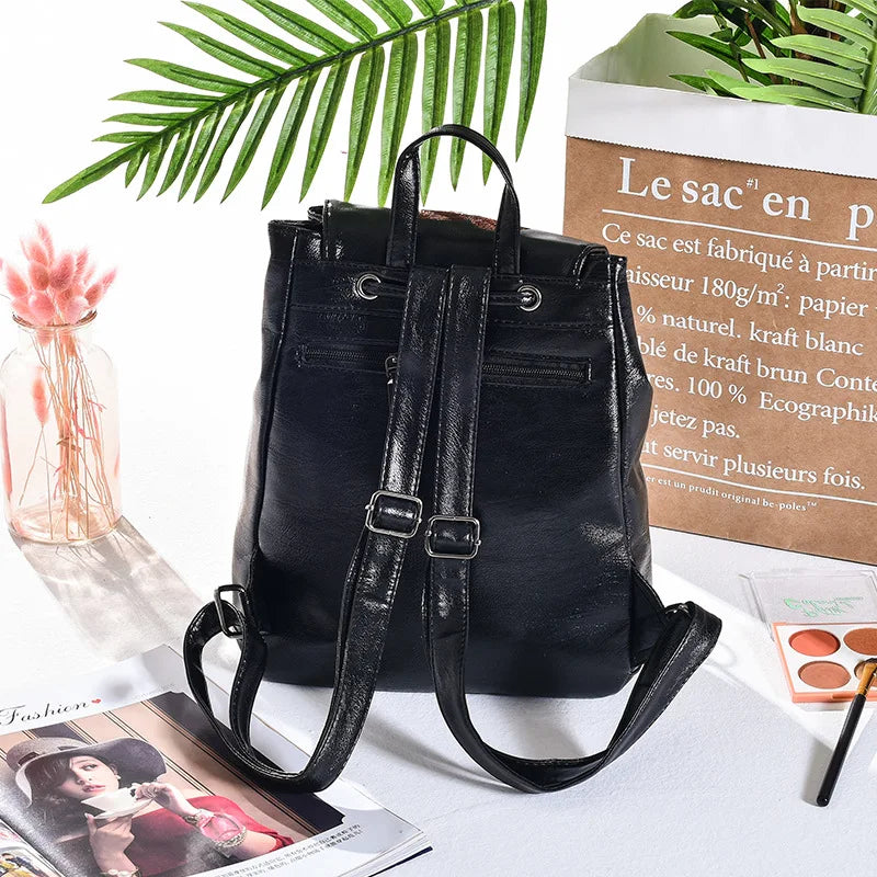 Women's Embroidered Line Small Backpack