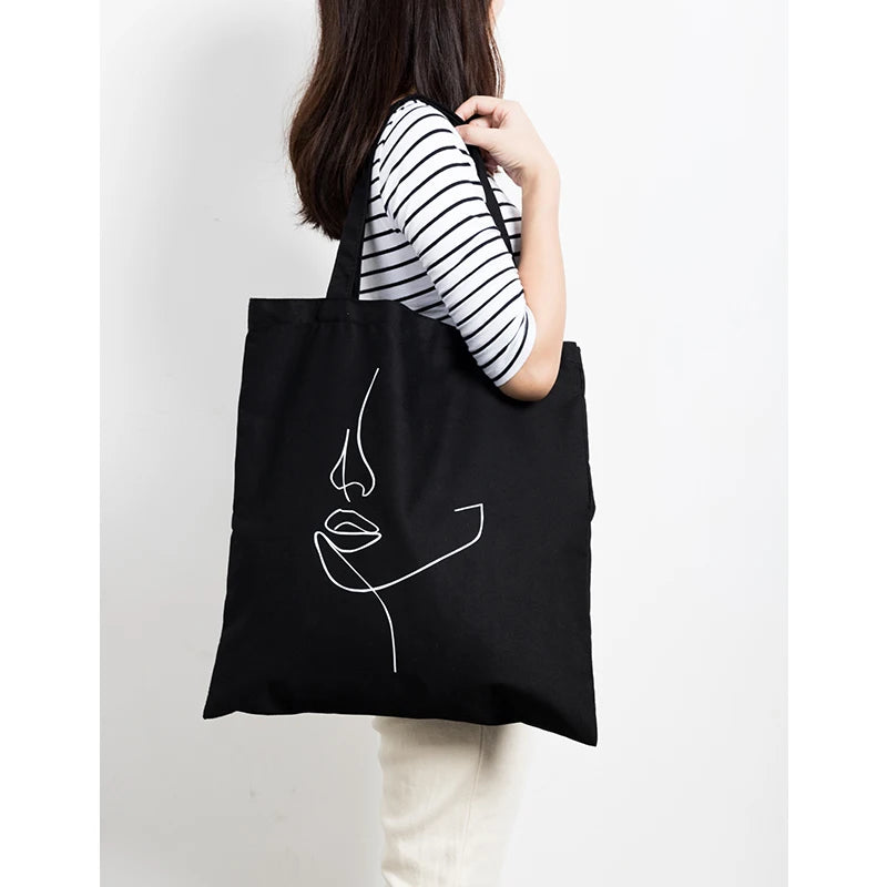 Stylish Reusable Canvas Tote Book Handbags Eco Friendly Grocery Purses