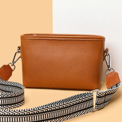 1st Layer Cowhide Women's Messenger Bag Wide Strap Classic Purses