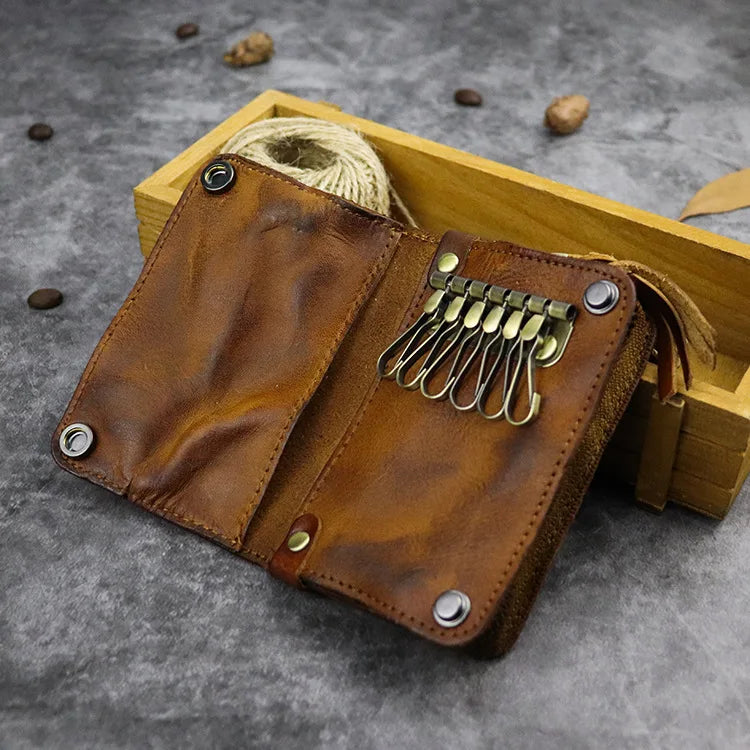 Vintage Leather Keychain Pouch Wallet Cardholder Purse