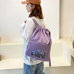 Water Resistant Fitness Backpack Gym Sack Drawstring Bag