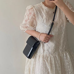 Flap Crossbody Bag Mini PU Leather Shoulder Bag Solid All-Match