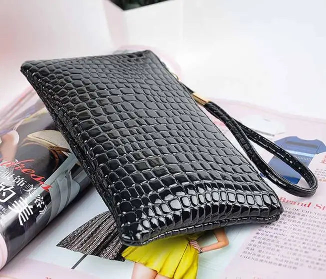 Leather Finger Ring Phone Wallet Men Women Clutch Bag