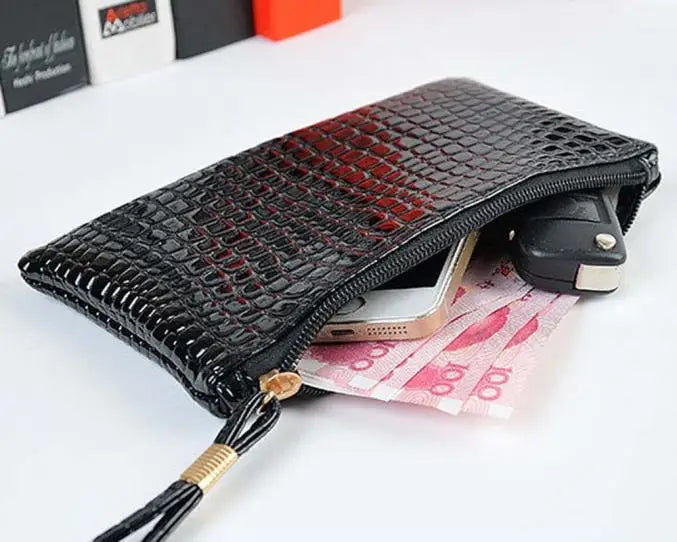 Leather Finger Ring Phone Wallet Men Women Clutch Bag