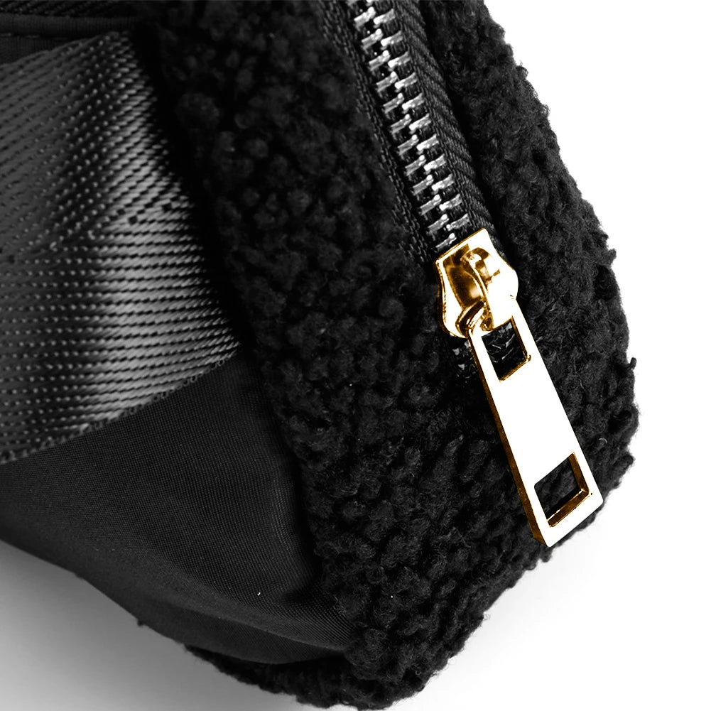 Plush Fanny Pack Crossbody Bag with Zipper Pocket