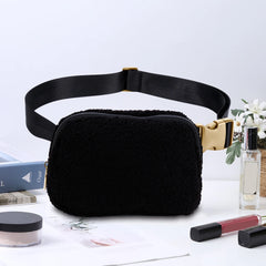 Plush Fanny Pack Crossbody Bag with Zipper Pocket