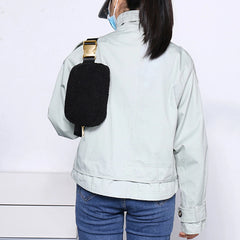 Plush Fanny Pack Crossbody Bag with Zipper Pocket