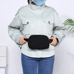 Plush Fanny Pack Crossbody Bag with Zipper Pocket