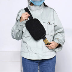 Fleece Waist Belt Bag Zipper Pocket Women Crossbody Bag