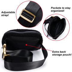 Fleece Waist Belt Bag Zipper Pocket Women Crossbody Bag