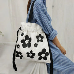 Floral Print Vintage Shoulder Bag Women Cross Body Canvas Totes Bag