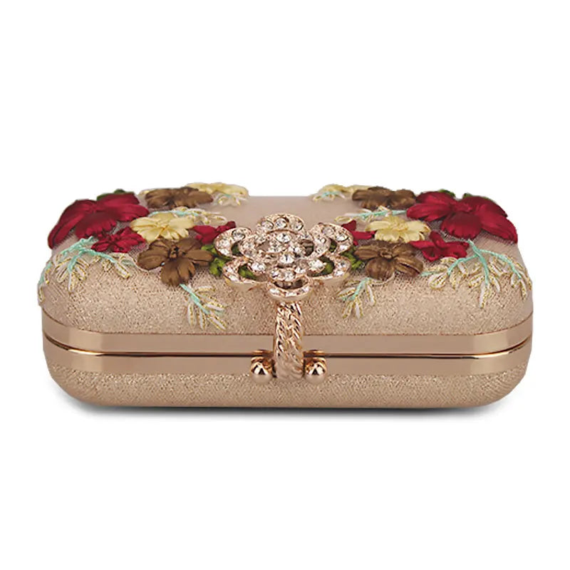 Flower Crystal Evening Clutch Bag Diamonds Chain Handbag