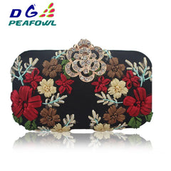 Flower Crystal Evening Clutch Bag Diamonds Chain Handbag