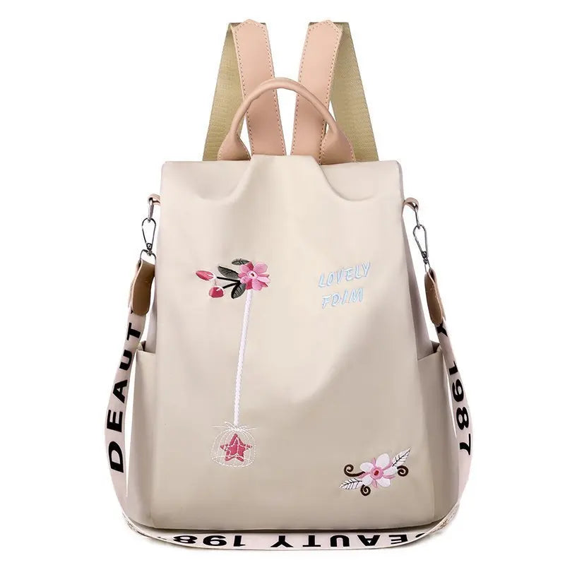 Flower Embroidery Women Backpack Anti-theft Ladies School Bag Mochilas