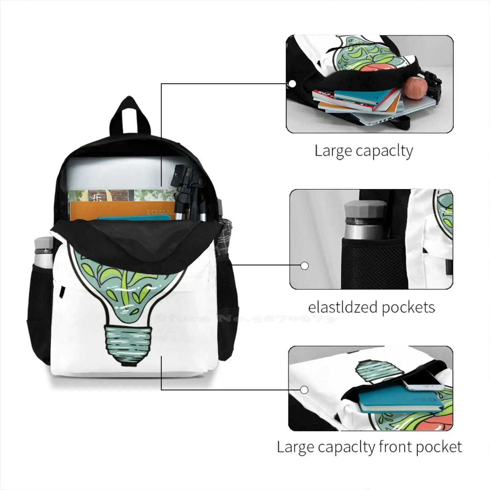 Bulb Bag Laptop Backpack Glass Turtle Shell Sphere Water Succulent