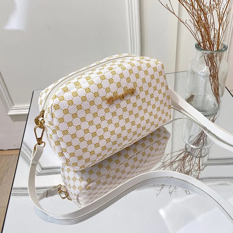 Flower Material Small Square Handbag Women Ladies Crossbody Bag