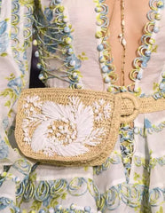Flower Straw Waist Pack Grass Women Bag Purse