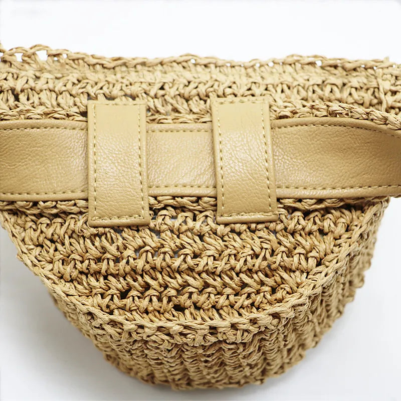 Flower Straw Waist Pack men women mobile keys purse grass bag