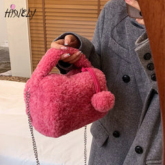 Fluffy Chain Messenger Bag Women's Solid Creative Portable Small Square Bag