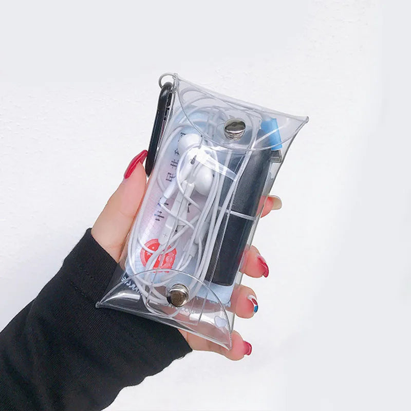 Fluorescent PVC Key Wallet Chain Ring Pouch Car Keychain