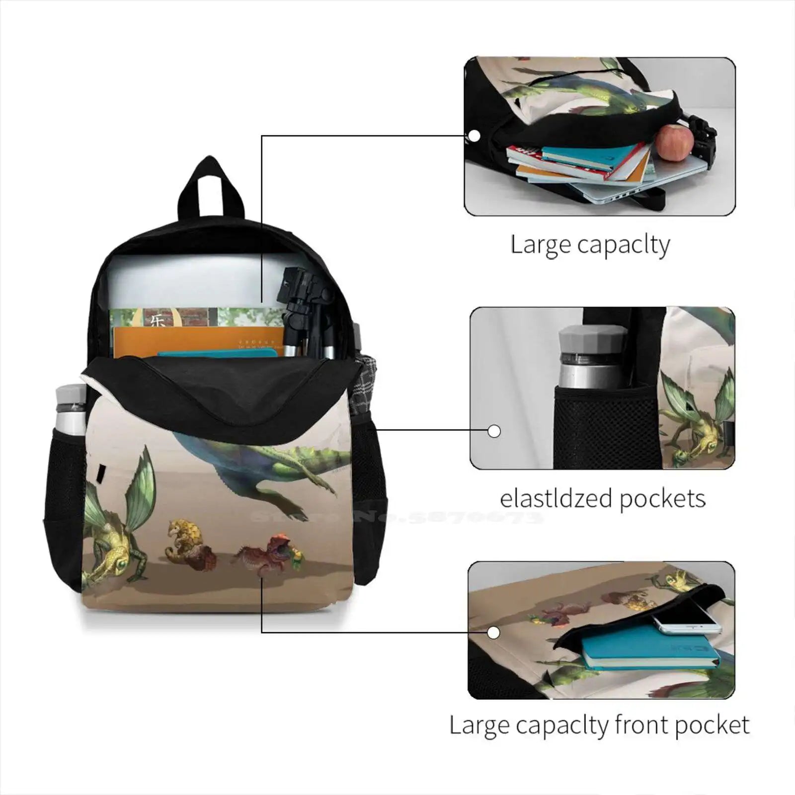 Flygon Backpacks Realistic Design with Various Pokemon Characters