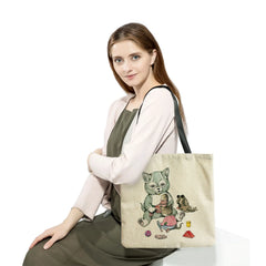 Cartoon Cat Print Beach Tote Bag Eco-Friendly Handbag for Women