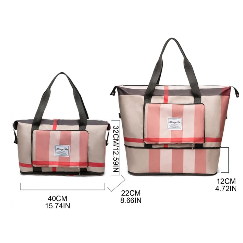 Foldable Duffle Bag for Travel with Shoes Compartment