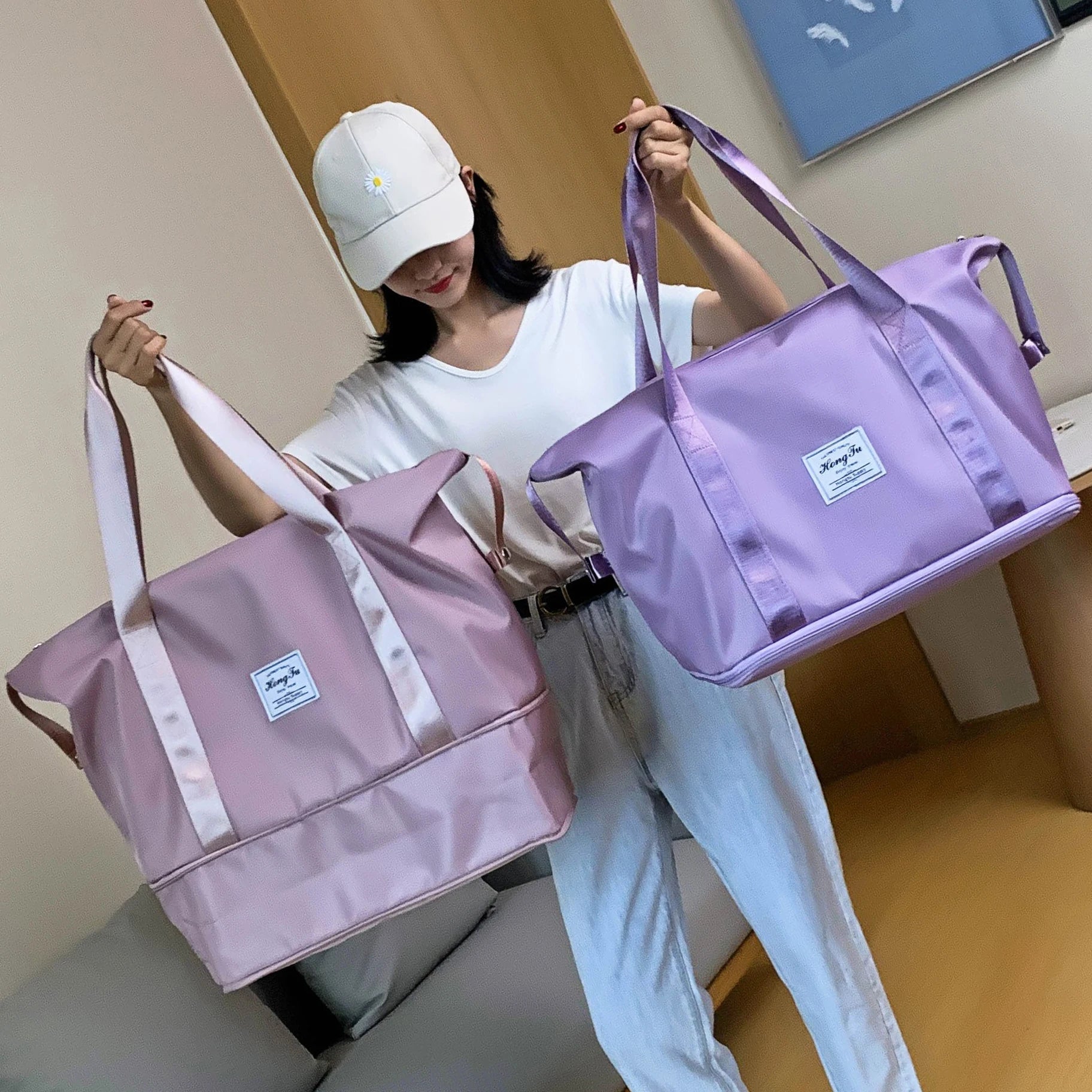 Large Capacity Folding Bag Travel Tote Carry On Luggage Handbag