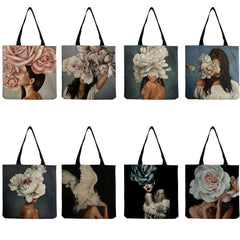 Foldable Floral Art Print Travel Shoulder Bag