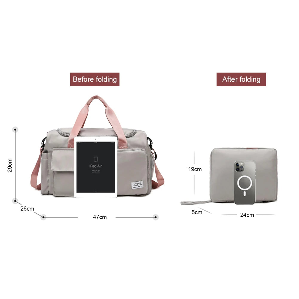 Foldable Sports Bag with Shoes Compartment Yoga Duffel Bag Waterproof