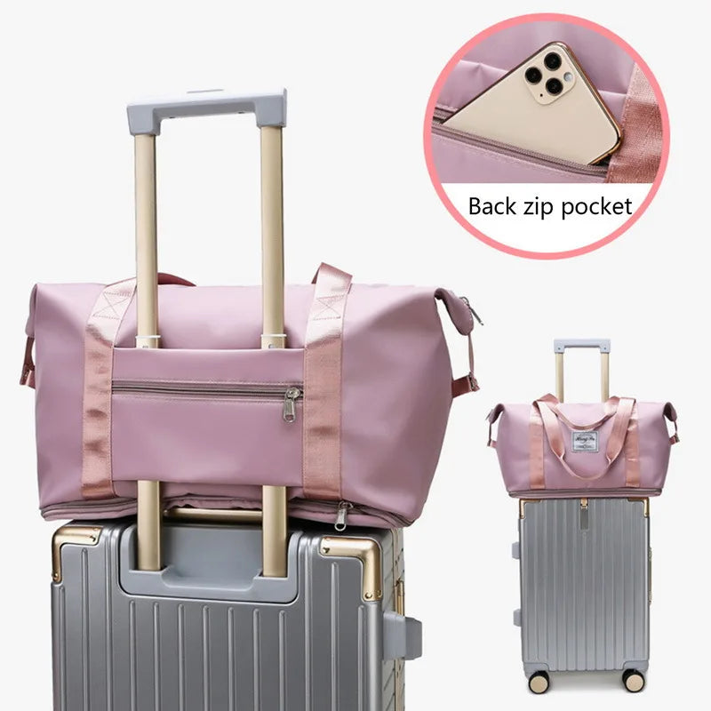 Foldable Travel Wet Dry Separation Handbag Large Capacity Tote Bag