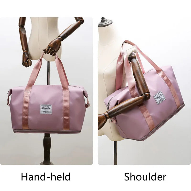 Foldable Travel Wet Dry Separation Handbag Large Capacity Tote Bag