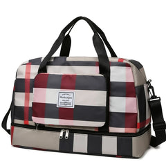 Foldable Travel Bag with Shoe Compartment Large Capacity Weekender Shoulder Bag
