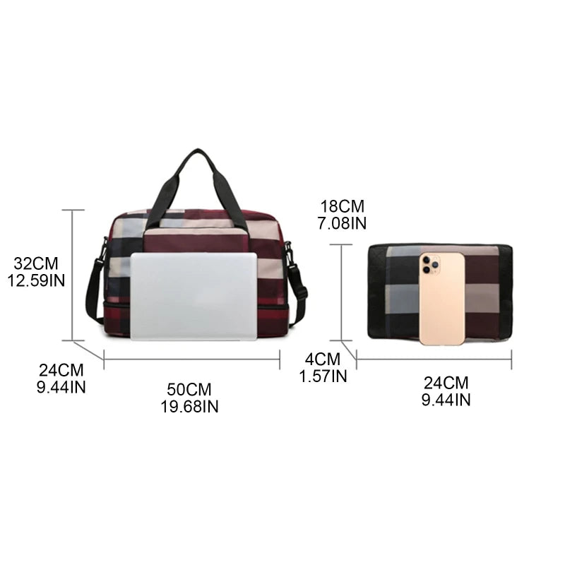 Foldable Travel Bag with Shoe Compartment Large Capacity Weekender Shoulder Bag