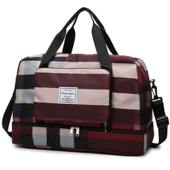 Foldable Travel Bag with Shoe Compartment Large Capacity Weekender Shoulder Bag