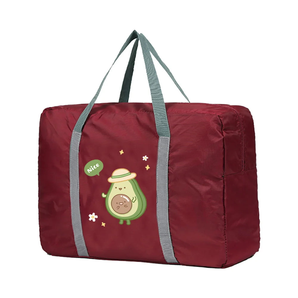 Foldable Travel Bags Organizer Men Luggage Avocado Hat Pattern Duffle Bag