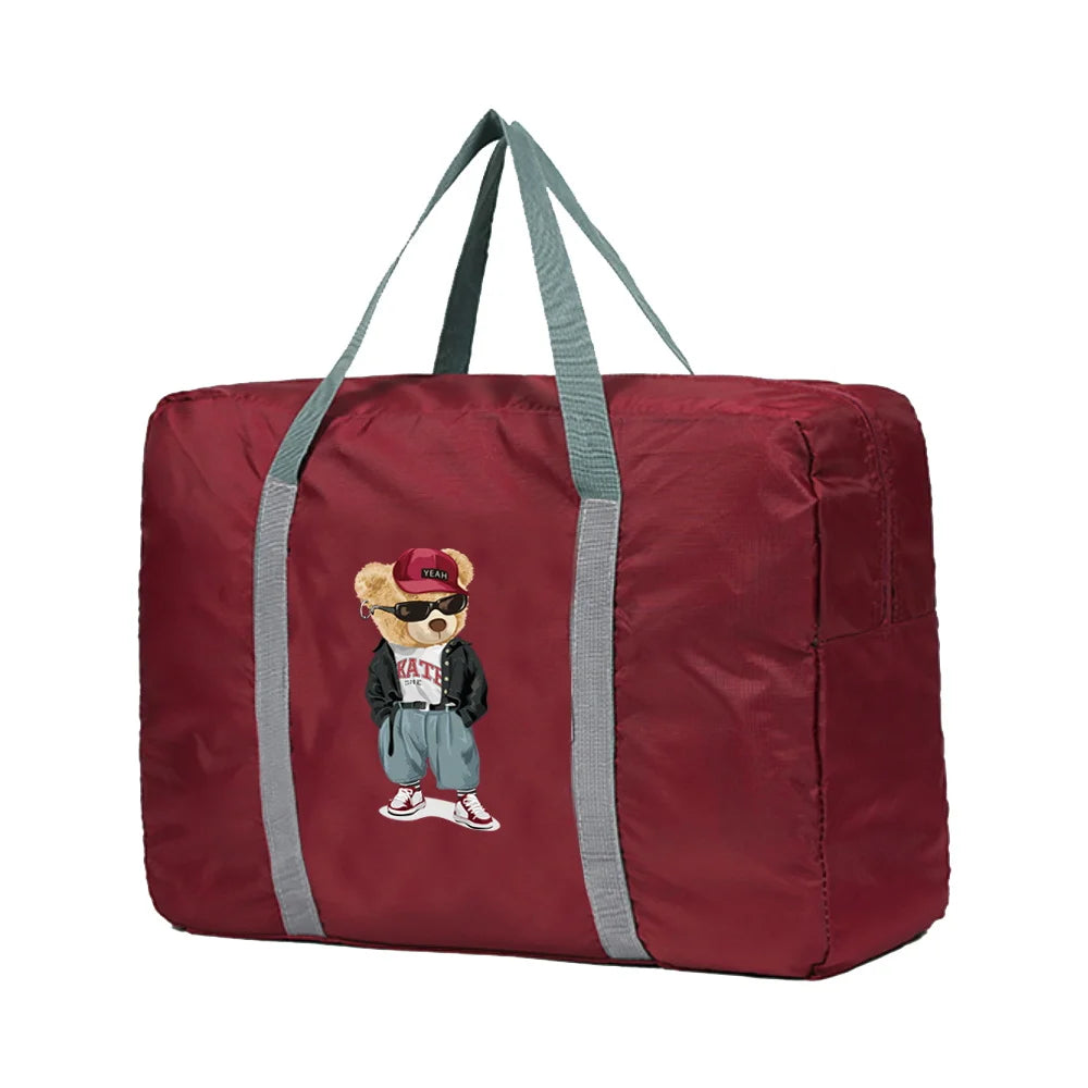 Foldable Travel Bags Organizer Bear Pattern Duffle Bag