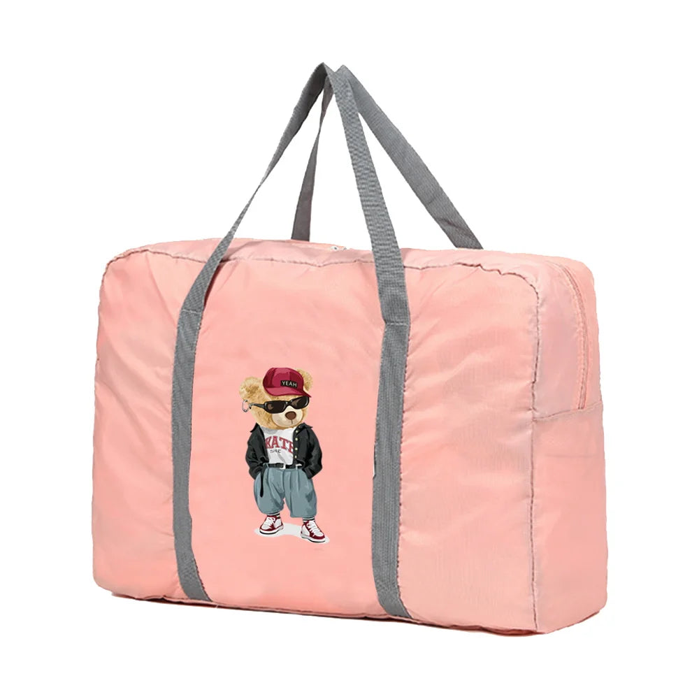 Foldable Travel Bags Organizer Bear Pattern Duffle Bag