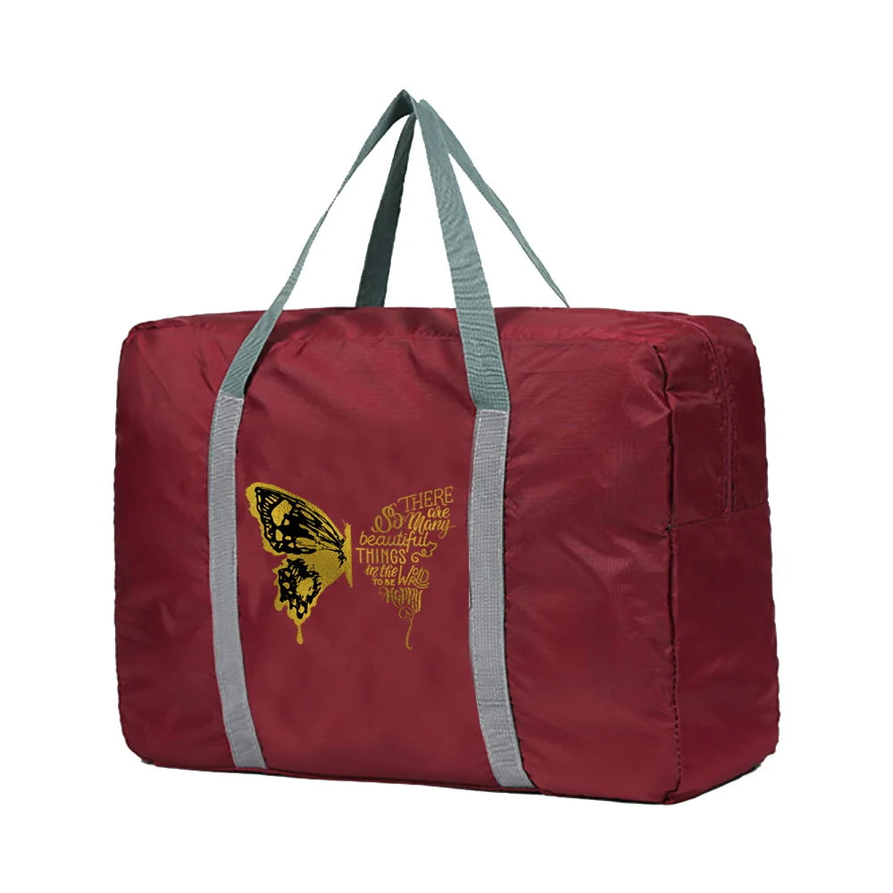 Butterfly&English Printing Duffle Bag Travel Accessories