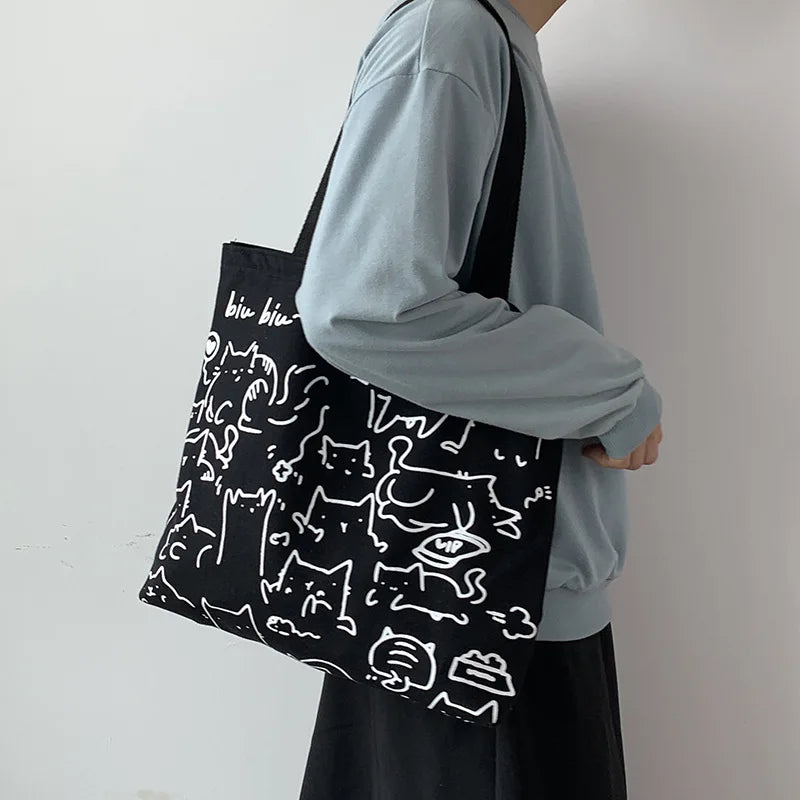 Women Canvas Shopping Bags Eco Reusable Large Capacity Handbags