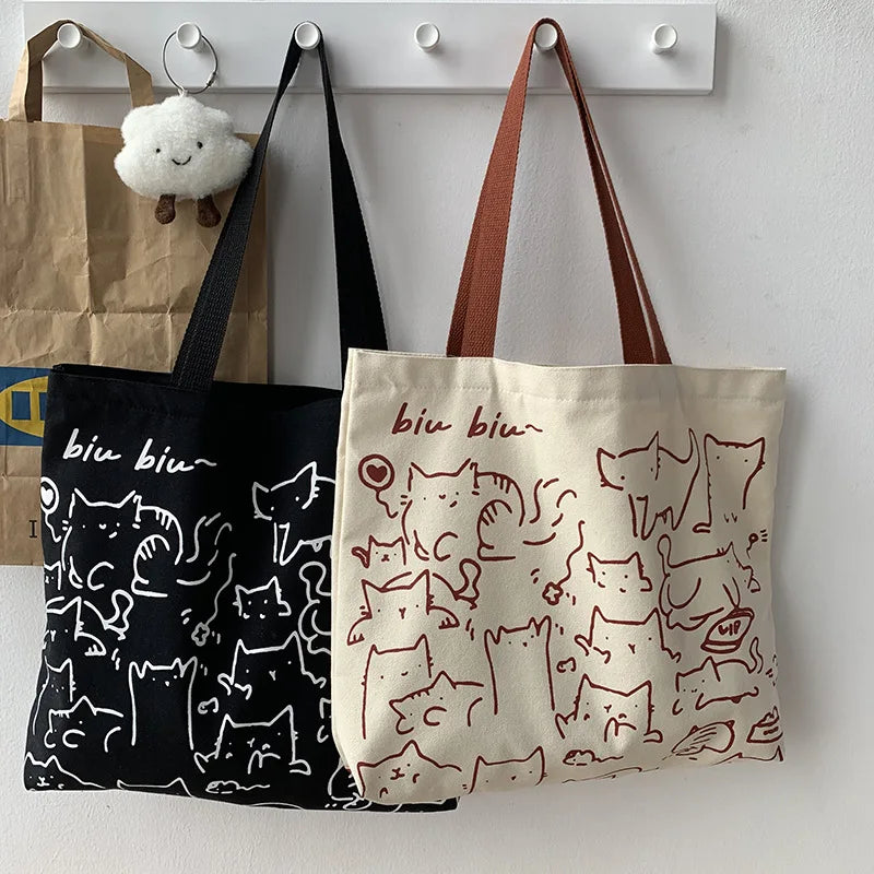 Women Canvas Shopping Bags Eco Reusable Large Capacity Handbags