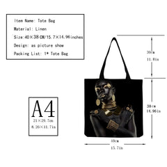 African Art Foldable Women Shoulder Bag - Large Capacity Outdoor Travel Tote