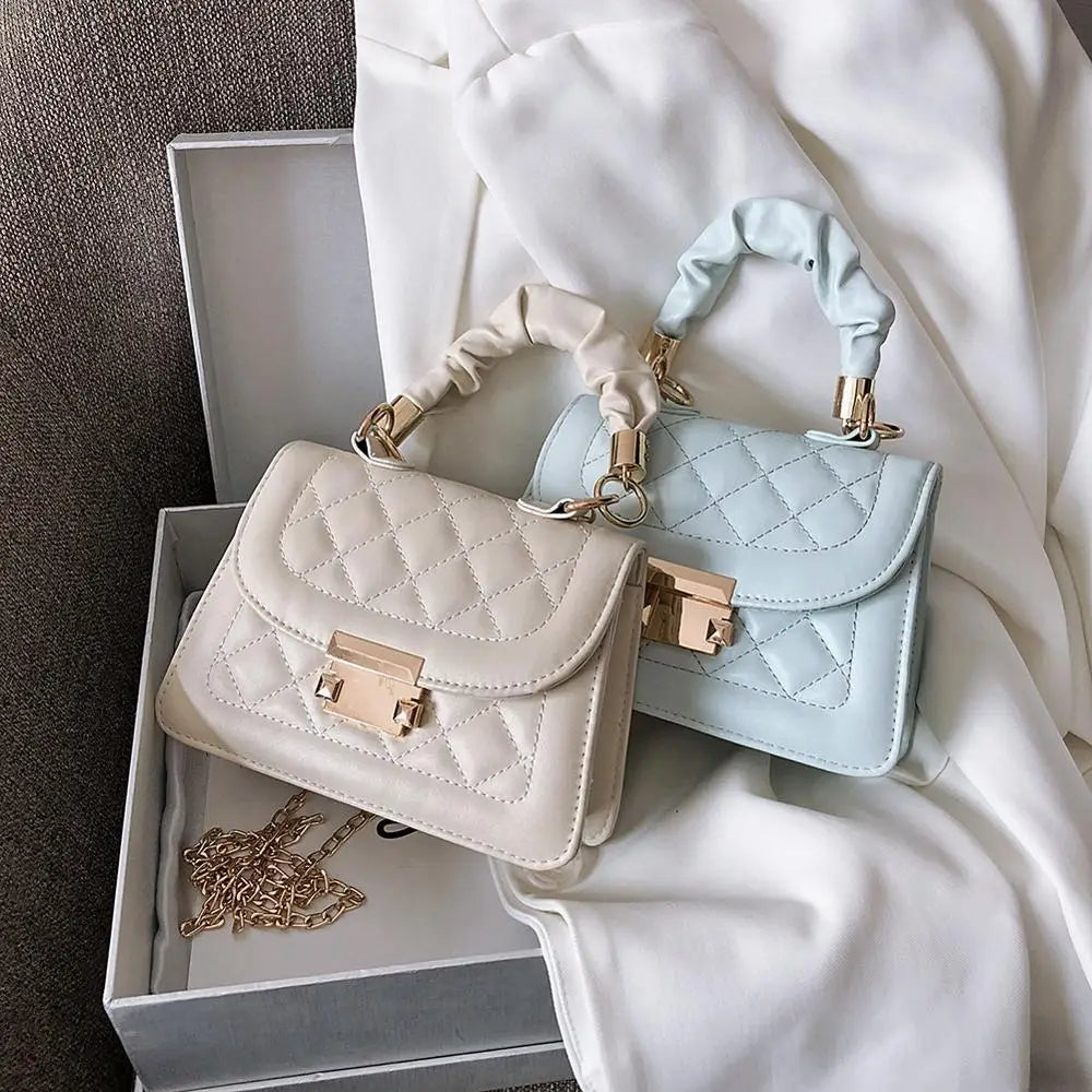 Stone Crossbody Bag with Folding Handle for Women