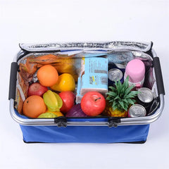 Insulated Cooler Bag Storage Basket Outdoor Portable Picnic Basket