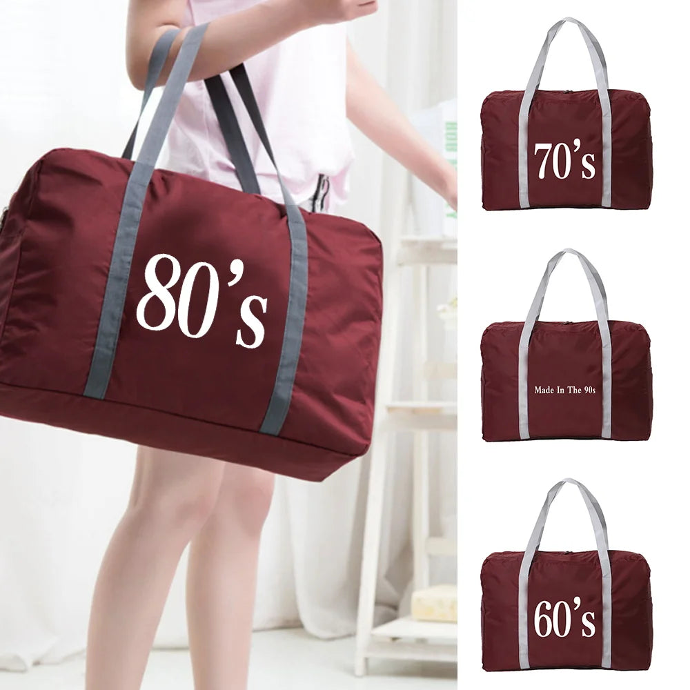 Year Print Duffle Bag Large Capacity Multifunctional Travel Luggage for Women